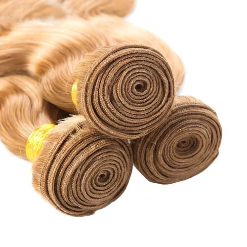 ZCMYVINND Color 27 Blonde Human Hair Body Wave Bundles 22 24 26 Inch Unprocessed Brazilian Virgin Remy Weave Honey Blonde Body Wave Human Hair Extensions