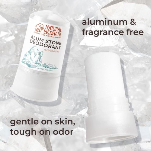 Natural Elephant Alum Stone Deodorant Stick 60g (2 oz) Natural Unscented Aluminum Free Salt Stone for Men and Women (10 Pack)