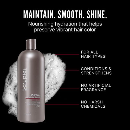 Scruples Color Renewal Gentle Shampoo - Maintain Hair Health Without Stripping Color - Established, Trusted Formulas for Ultimate Hair Shine, 33.8 oz (Pack of 2)