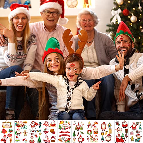 210+ Christmas Temporary Tattoos Sticker for Kids - 30 Sheets Christmas Tattoos Cute Designs for Merry Christmas Party Favors, Stocking Stuffer, Christmas Eve Gift, Xmas Tree + Lights, Santa