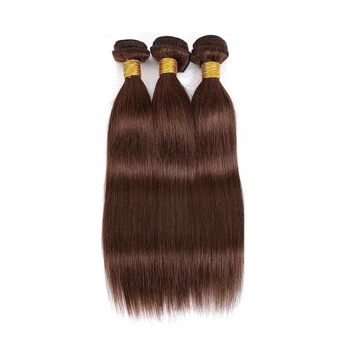 Dark Brown Bundle Human Hair Color 4 Straight Bundles Niegmeag Virgin Remy Hair 3 Bundles 20 22 24 Inch Double Weft Brown Wet and Wavy Bundle