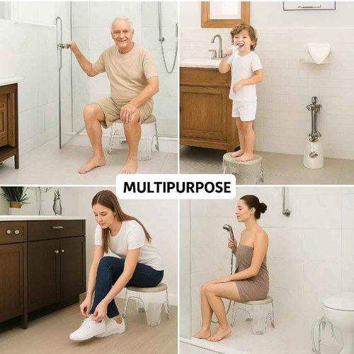 Acrylic Shower Stool Waterproof - Clear Shower Foot Rest for Shaving Legs, Corner Step Foot Stool for Inside Shower, Small Seat for Bathroom Bedroom Kitchen 300 Lb Capacity, Tool-Free Assembly