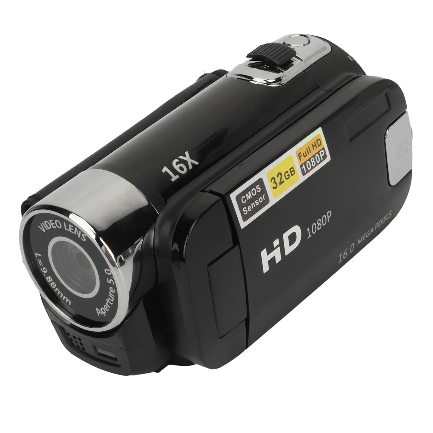 1080PDigital Camera, 16MP Camcorder with 2.4 Inch Rotatable Screen, 16X Zoom HD Video Recorder with Fill Light, Video Camera Built in Battery (Black)