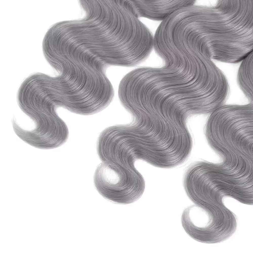 Grey Bundles Human Hair Body Wave Bundles 34 34 34 Inch Gray Body Wave Human Hair Extensions Double Weft Unprocessed Brazilian Virgin Hair 3 Bundle 50 Grams Per Bundle