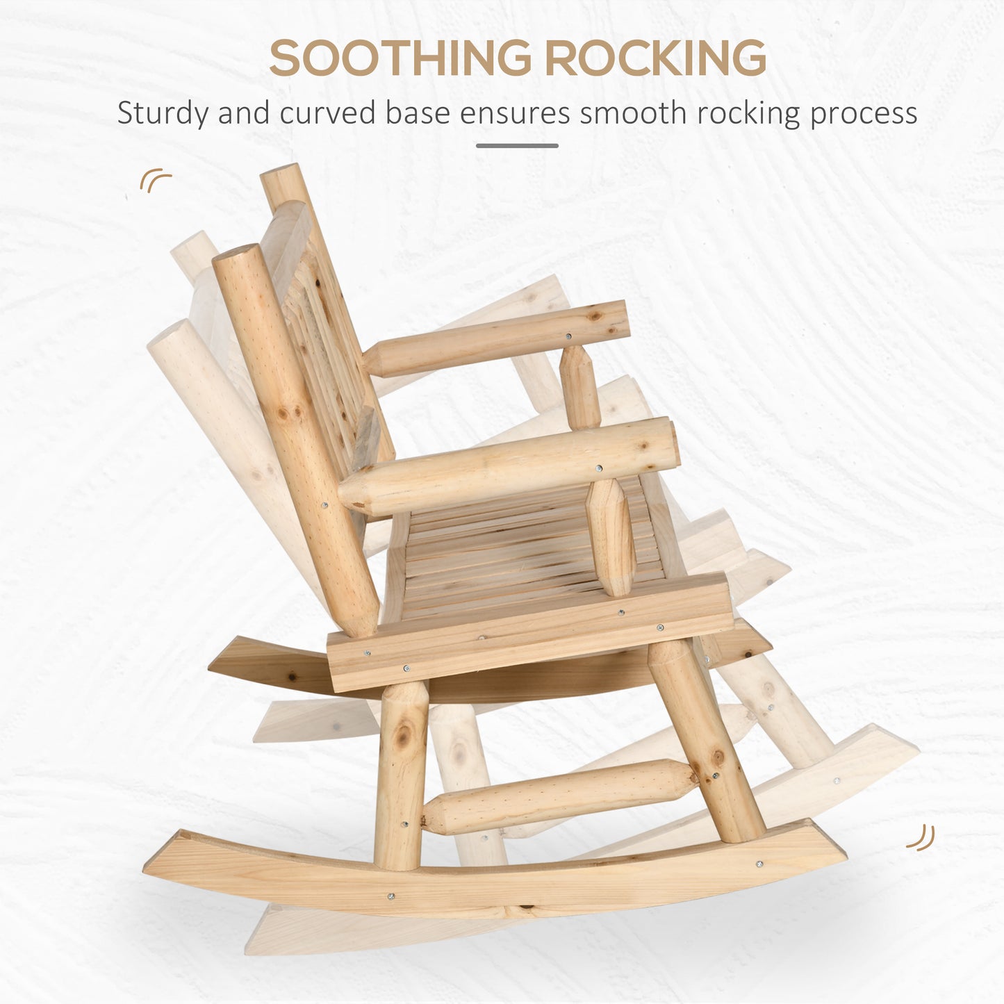Heavy Duty 2-Person Rocking Chair - Natural Fir Wood Loveseat