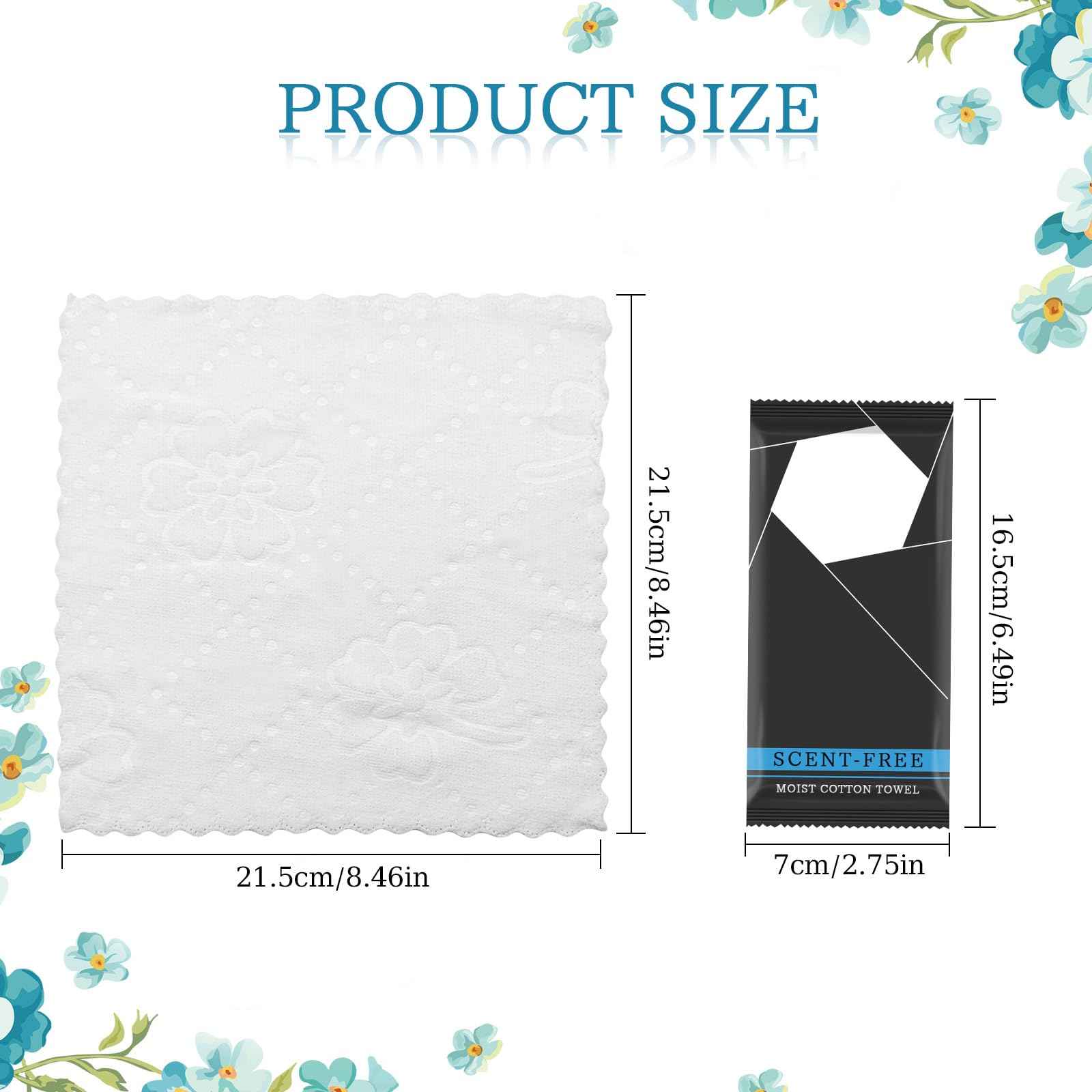 150 Pcs Moist Towel Bulk Moist Towelettes Individually Wrapped,White Towel Services 8.5''x8.5'' Unscented Wet Hand Towels,Disposable Refreshment Pre Moistened Towels for Travel Camping Sport Spa Party