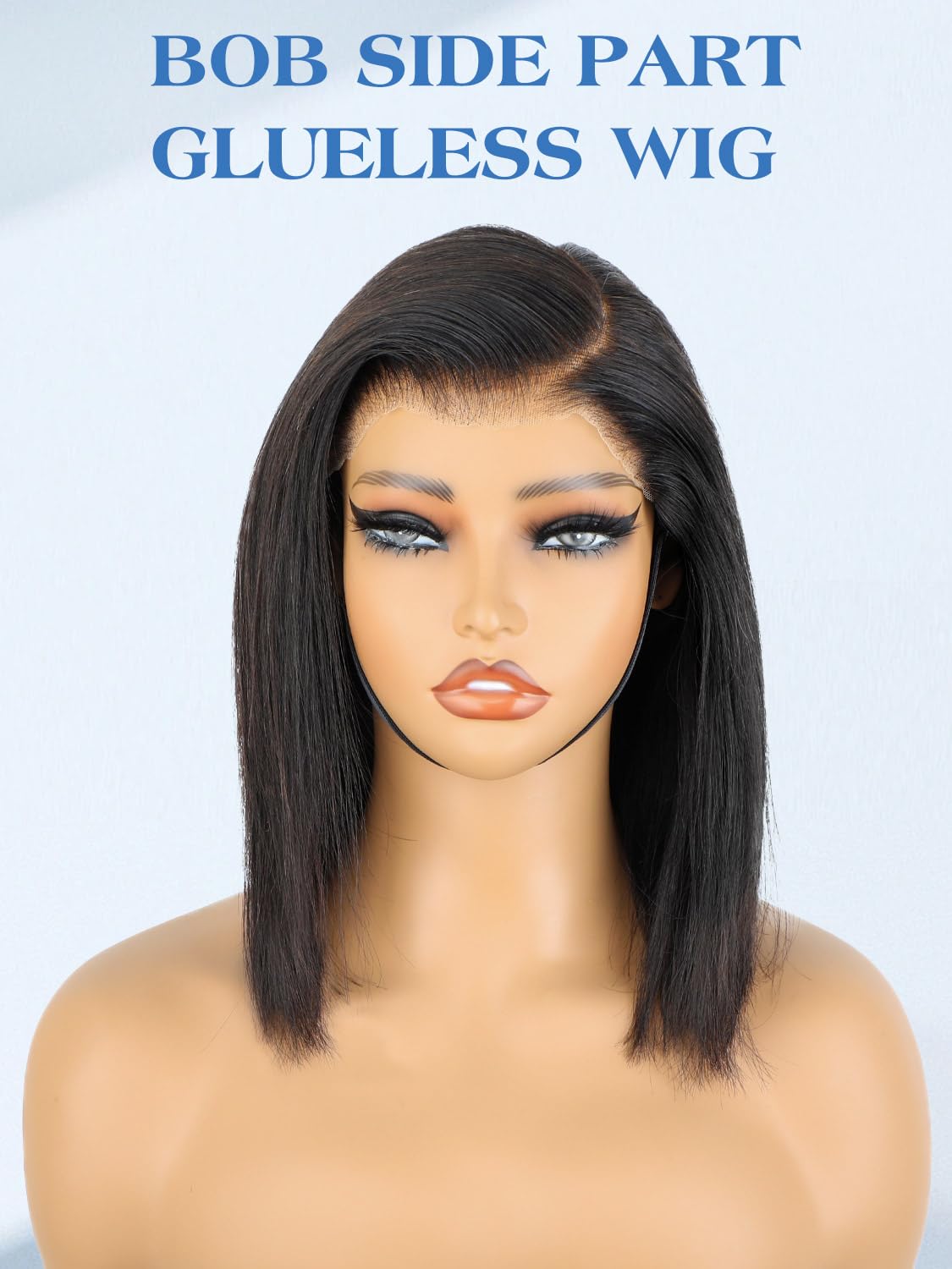 16 Inch Bob Straight Side Part 7x5 Wear and Go Glueless Wigs Human Hair Pre Cut Pre Plucked Bleached HD Lace Front Bob Wig Human Hair 180% Density Short Straight Wigs for Black Women