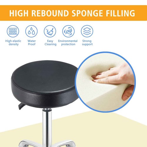 Nolasalon Rolling Stool with Wheels, Heavy Duty Hydraulic Massage Stool for Shop Guitar Lab Tattoo Workbench Medical, Adjustable Swivel Chair (Black)