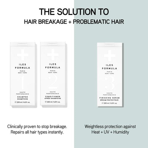 ILES FORMULA Haute Performance Shampoo and Conditioner Duo - Deep Cleanse, Detangles, Stops Hair Breakage & Transforms Damaged Hair + Color & Extension Safe (200ML Each)