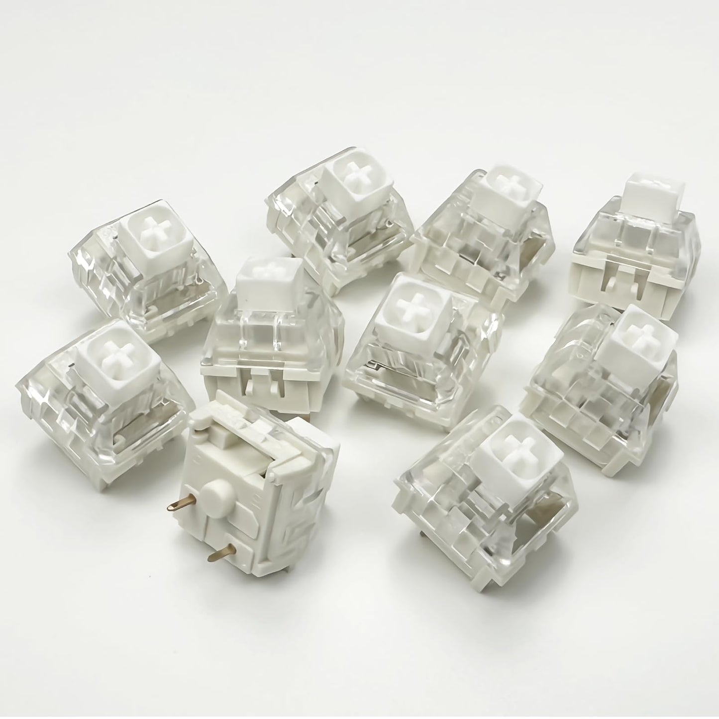 Zjmehty Kailh Box White Mechanical Keyboard Switches,3-Pin 45gf Clicky/Speed Typing/Gaming/Waterproof Switches(72Pcs,Kailh Box White)