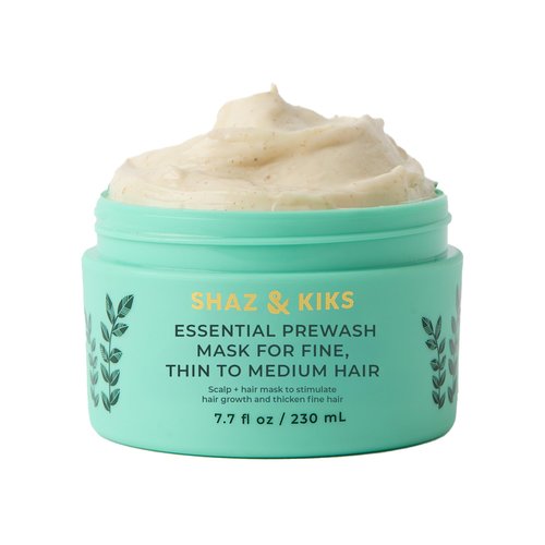 SHAZ & KIKS Essential Prewash Scalp+Hair Mask for Fine, Thin to Medium Hair | Deliver 35+ Essential Nutrients to Build Long-term Health | Stimulate Growth & Thicken Fine Strands | Color-Safe | 230ml