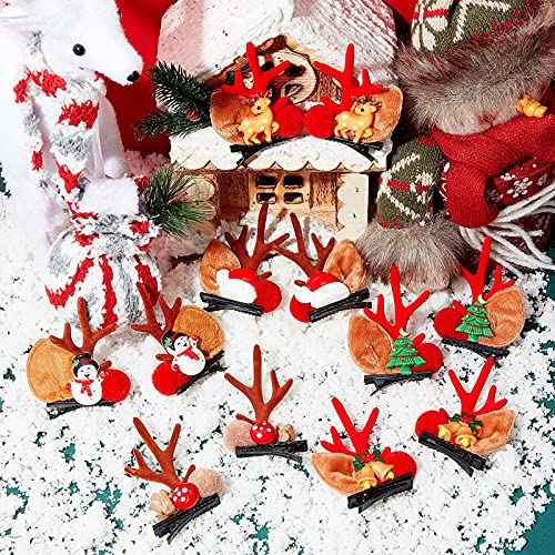 6 Pairs Girls Hair Clips Deer Horn Barrettes Christmas Reindeer Hair Clip Antlers Hair Clips Antler Hair Ornament Hair Accessories for Women Girls Christmas Decorations Party Cosplay