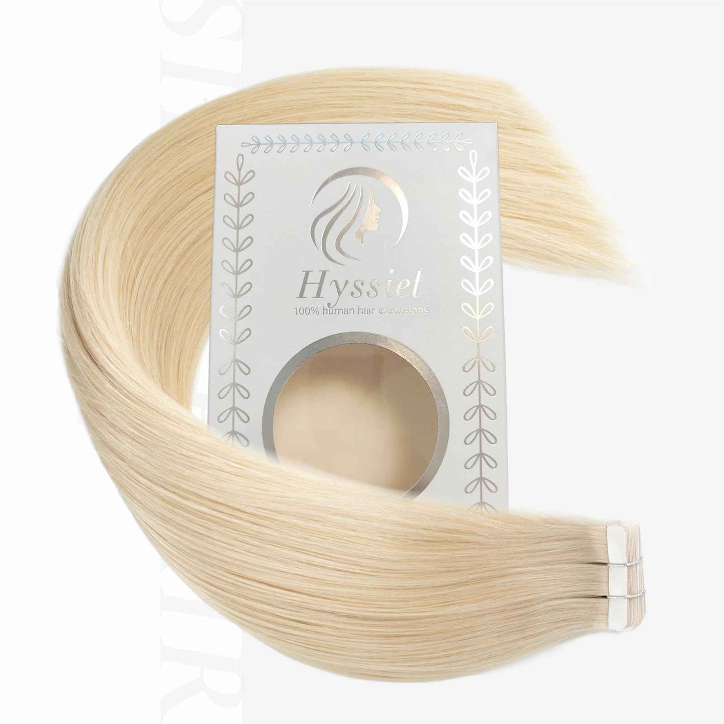 Hyssiet Tape in Hair Extensions Human Hair, 20pcs 50g 22 Inch Platinum Blonde human hair Tape in Extensions,Invisible Straight Tape in Hair Extensions for Womwn,Remy Thick Real Human Hair Extensions