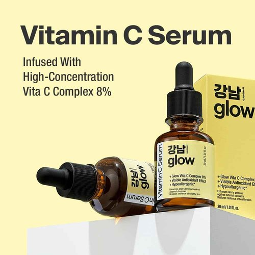GANGNAM GLOW Rejunol Mucin Facial Cream 3.7 fl oz + Vitamin C Serum 1.01 fl oz - Korean Skin Care Set I Snail Mucin & Vitamin E & Hyaluronic Acid Serum for Face I Self Care Items for Women