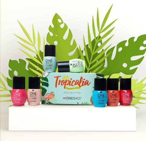 LACCOVER ONE SHOT - NAIL POLISH GEL SET TROPICALIA COLLECTION, 8 COLORS, 1/2 Fl Oz each one, by NAIL FACTORY