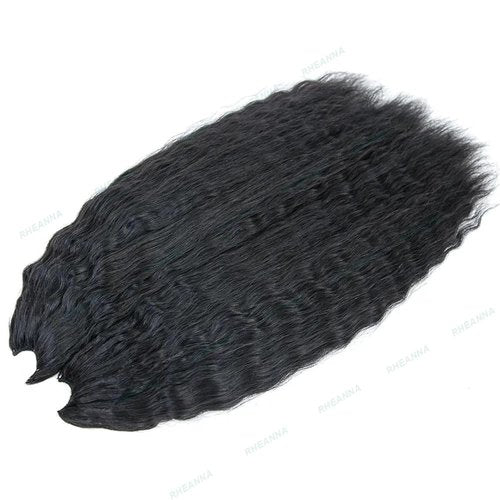 RHEANNA Feather Crochet Human Hair Extensions Wet and Wavy Knotless Pre-Separated Crochet Hair Extensions Human Hair With String In The Middle Braid 18inch 60g