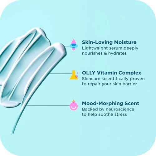 OLLY Calm Body Lotion-Serum with Hyaluronic Acid, Adaptogens & Vitamin B3? Nourishing Cleanser for Skin Barrier Repair, Deep Hydration, Eucalyptus Amber Scent, 8oz