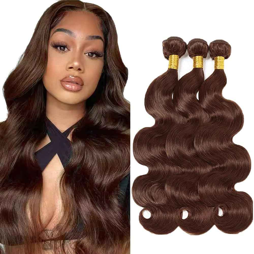 30 30 30 Inch Color #4 Bundle Dark Brown Body Wave Human Hair Bundles Chocolate Brown Bundle Color #4 Body Wave Bundles Huma Hair