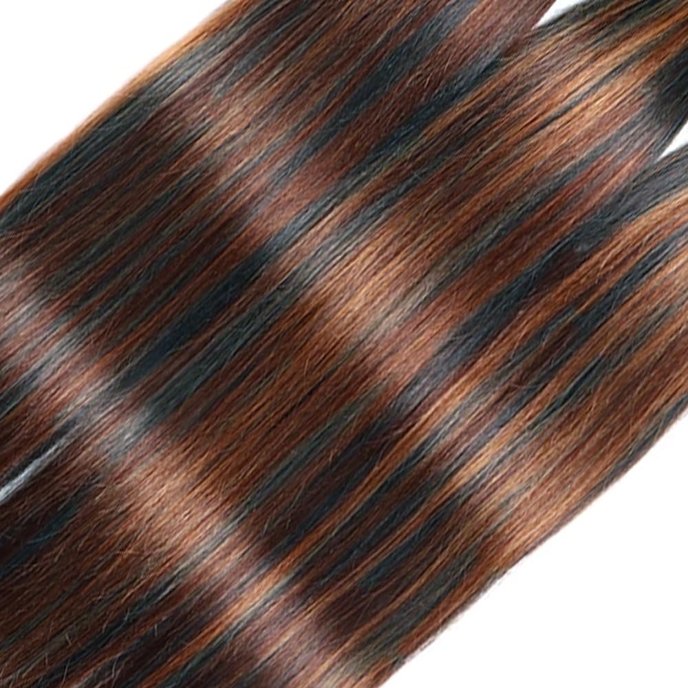 Niciitysi Ombre P1B30 Straight Bundles Human Hair 26 28 30 inch Double Weft Brazilian Hair Extensions Highlight Two Tone Black Mixed With Brown Bundles for Women