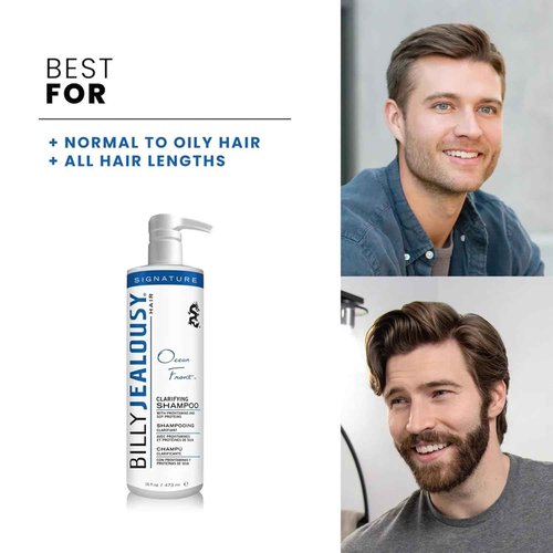 Billy Jealousy Ocean Front Clarifying Shampoo for Build Up, Excess Oil, Dirt, Product & Hard Water, Refreshing Oily Hair Shampoo for Men, Scalp Detox Unclogs Hair Follicles, Paraben-Free, 33.8 Fl Oz