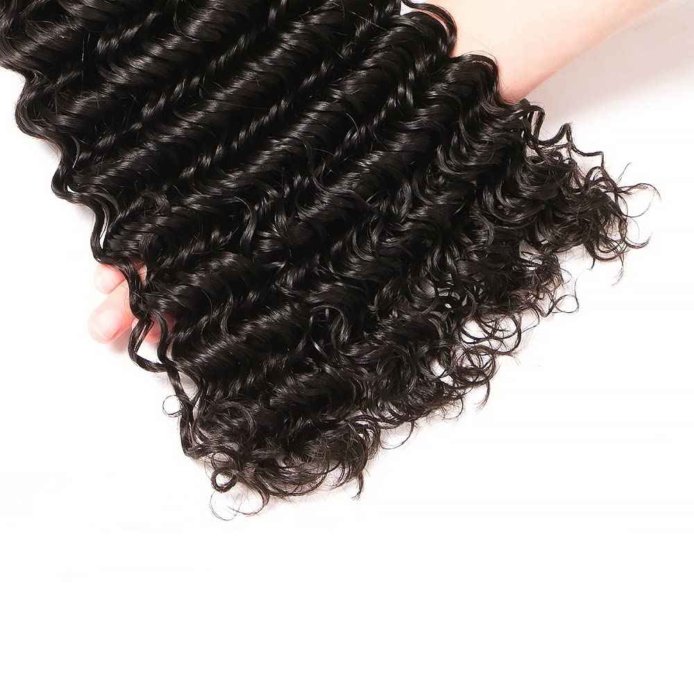 30 32 34 Inch Raw Deep Wave Bundles Human Hair Natural Black Color Unprocessed Brazilian Virgin Hair Loose Deep Wave Bundles Human Hair