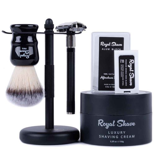 Luxury Safety Razor Shaving Kit by Royal Shave, Complete 6 Piece Shaving Gift Set for Men, Essential Wet Shaving Grooming Kit (Bergamot)