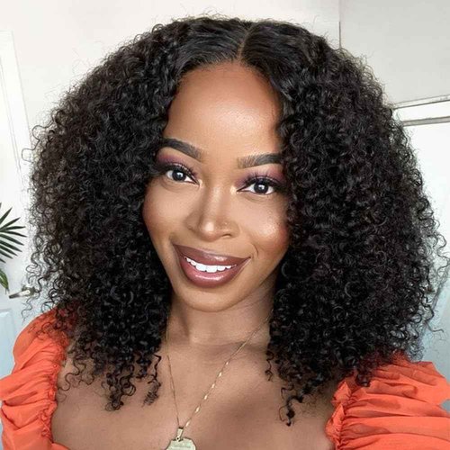 Legendhair Glueless V Part Wigs Human Hair Afro Kinky Curly Upgrade U Part Wigs for Black Women Kinky Curly V Part Human Hair Wigs Full Head Clip In Half Wig 200% Density 20 Inch
