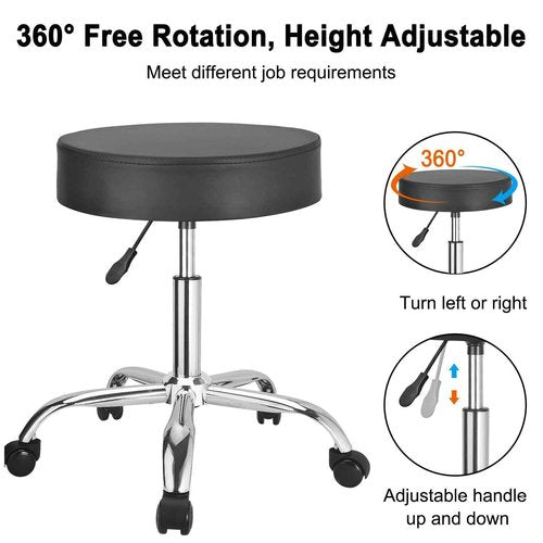 JOSTZHXIN Rolling Stool Height Adjustable Round Swivel Stool for Tattoo Salon Spa Massage, Home Office Chair