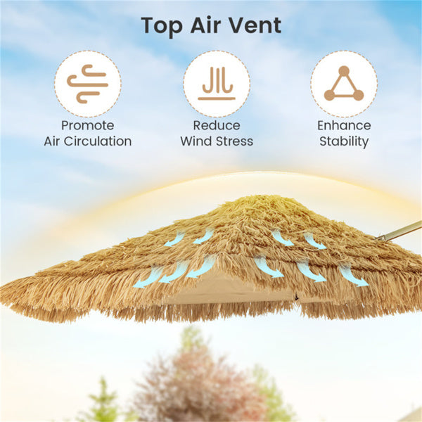 9.5ft Tropical Outdoor Umbrella - 2-Tier Vented Sun Protection