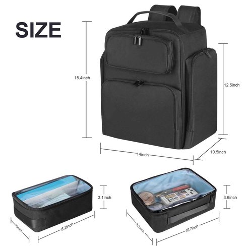 Kitguard Travel Makeup Organizer Backpack with 6 Removable Cases,Extra Large Cosmetic Storage Bag for Women and Professional Make up Artist (Black)