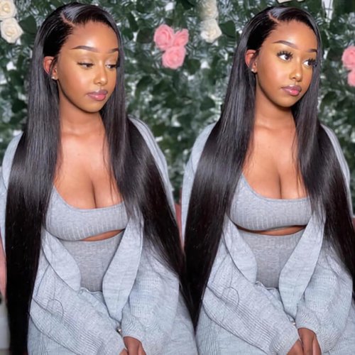 BELE 13x4 Lace Front Wigs Human Hair 16 Inch 200% Density Pre Plucked Brazilian Virgin Straight Skinlike Real Hd Lace Frontal Wigs Human Hair Glueless Straight Lace Front Wigs for Women