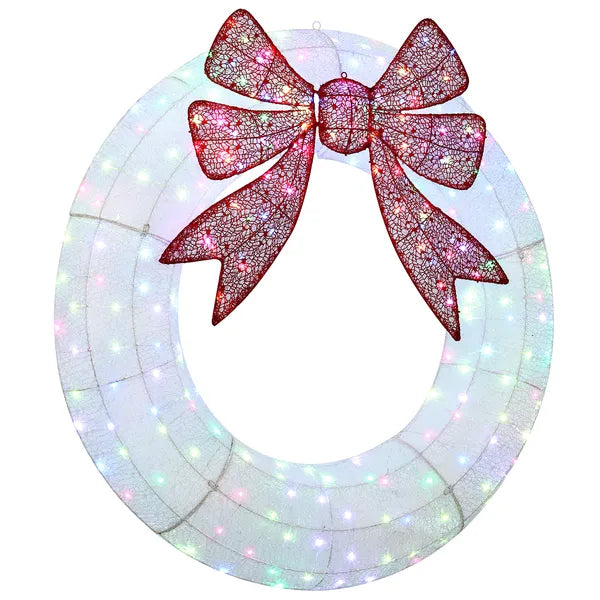 Lighted Christmas Wreath with Remote Control - 48"