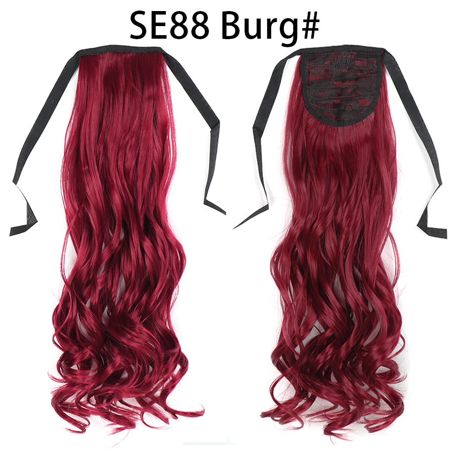 Long Chemical Fiber Wig with Bow Tie Strap - High Temp Silk Hair Extension