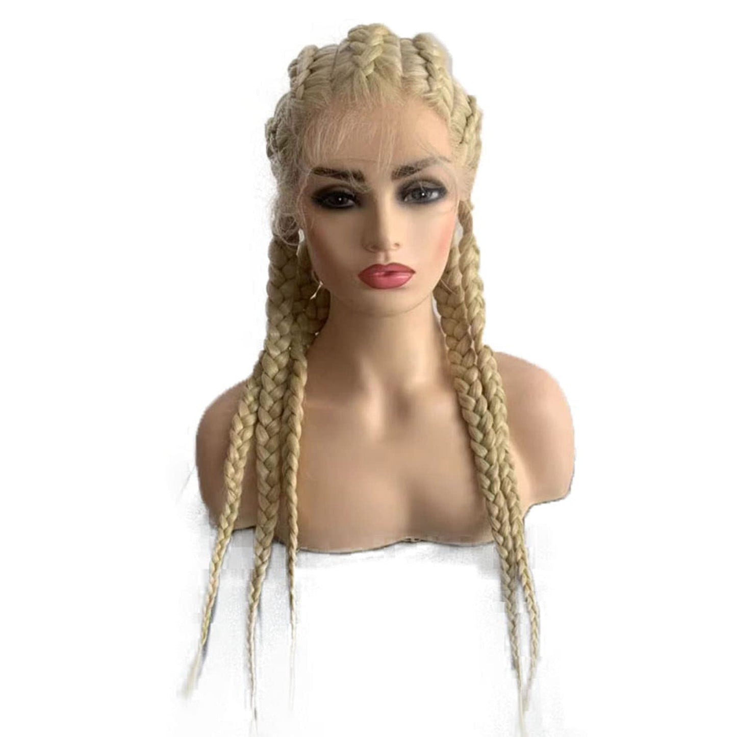 karissa Hair Blonde Braided Wig for Women Long 613 Blonde Box Braid Wigs with Baby Hair Natural Hairline Synthetic Lace Front Twist Braids Wig Frontal Braiding Glueless Heat Resistant Hair 24''