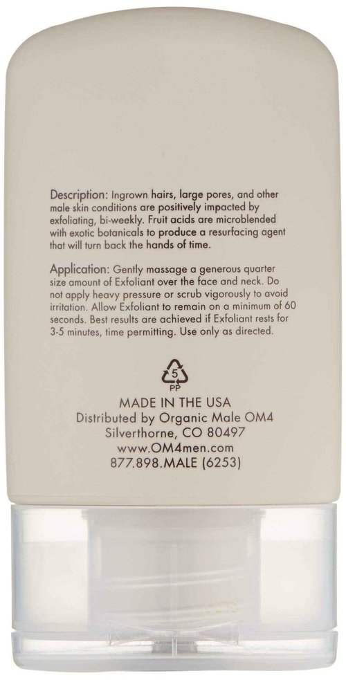 Organic Male OM4 Resurface: Citrus Bamboo Resurfacing Scrub - Mens Gentle Exfoliator Renews Hydrates Skin