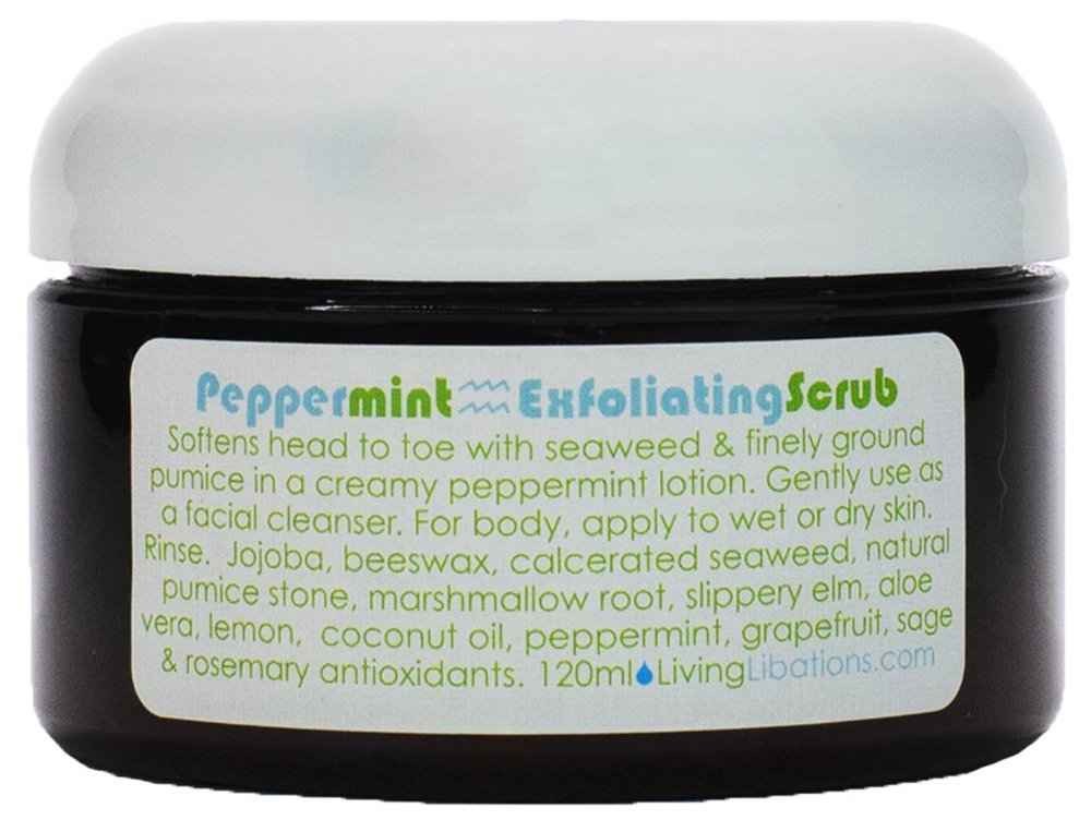 Living Libations - Organic Peppermint Exfoliating Scrub | Natural, Wildcrafted Clean Beauty (4 oz | 120 ml)