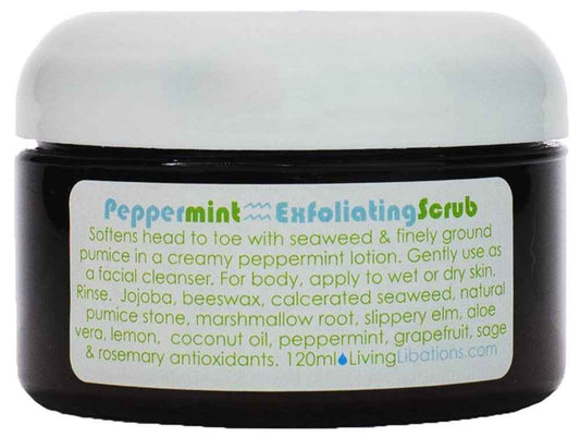 Living Libations - Organic Peppermint Exfoliating Scrub | Natural, Wildcrafted Clean Beauty (4 oz | 120 ml)