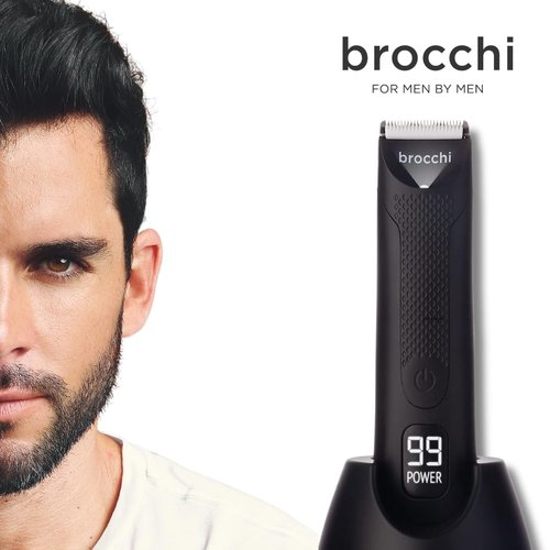 Brocchi Cutting Edge USB Waterproof Face & Body Hair Trimmer - Electric Razor for Men - Beard & Nose Hair Trimmer - Waterproof Hair Clippers - USB Charger (3x Blades)