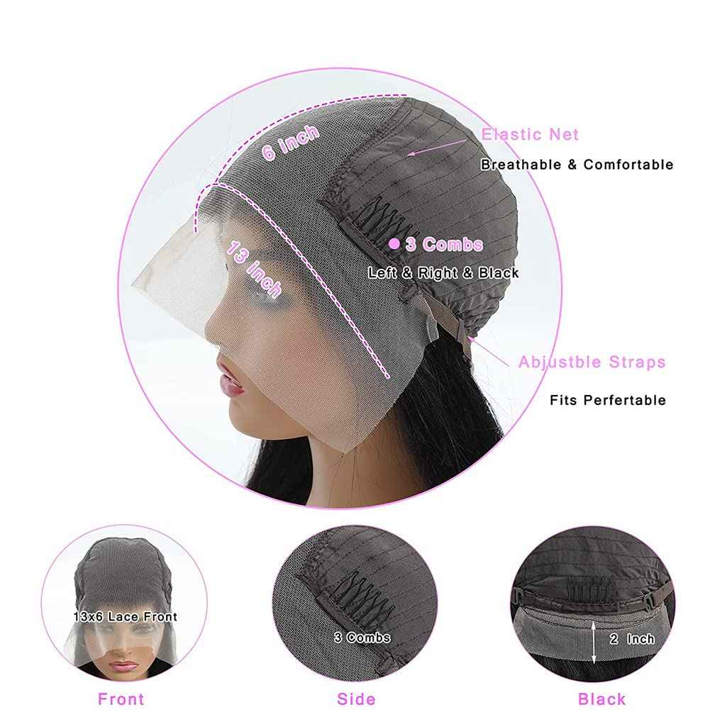 LARVOB Straight Transparent Lace Front Wigs Human Hair 180 Density 13X6 HD Transparent Lace Frontal Wigs 28 Inch Straight Human Hair Wigs With Baby Hair Hairline Glueless Wig For Women Natural Color