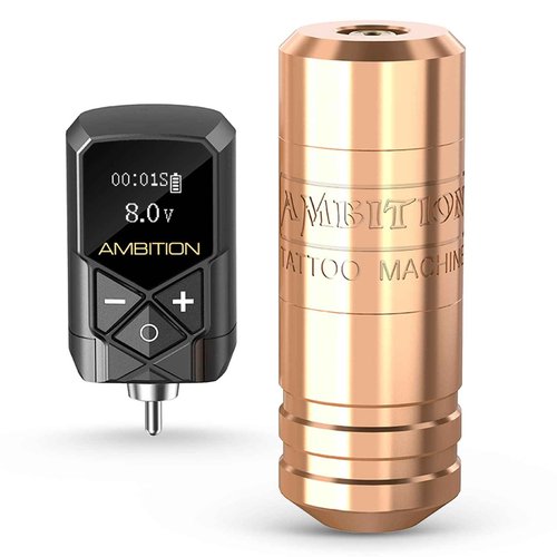 Ambition Torped Tattoo Machine Kit - Rotary Tattoo Machine Cartridges Short Pen with 2400mAh Tattoo Power Supply Brushless Motor for Professional Tattoo Artist