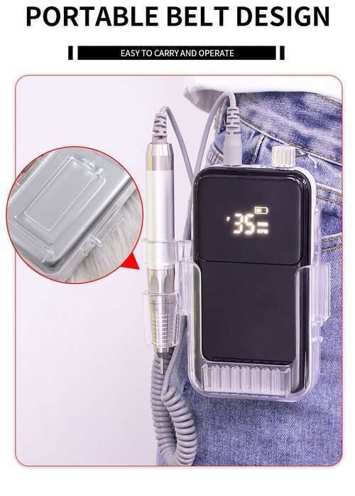 Nail Drill Machine - Finger and Toe Nail Care - Manicure and Pedicure Set -GLHDDL Portable Professional Nail Drill - with Drill Kit - for Nail Salon Home (Coreless Motors, White)