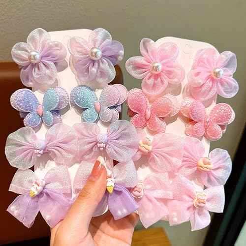 3 Pack Cute Hair Clips for Girls Hair Accessories Flower/Bow/Butterfly Clips Fully Lined Alligator Clips for Little Girls