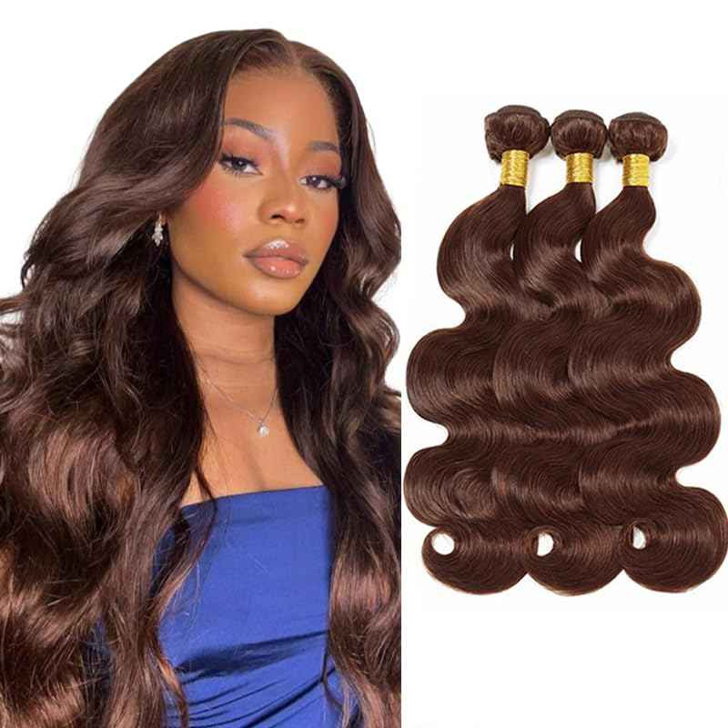 26 28 30 Inch Color 4 Body Wave Bundles Human Hair Chocolate Bundles Brown Human Hair Bundle Double Weft Niegmeg Brown Body Wave Bundle