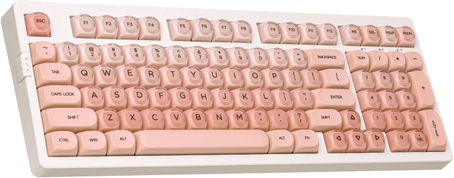 ZORNHER ZH980 Wireless Mechanical Gaming Keyboard,95% Pink & Purple Custom Keyboard with Number Pad,Lighted Up PBT Keycaps,Pre-lubed Silent Switches,Hot-Swappable,RGB Backlit,2.4GHz/USB-C/BT5.0