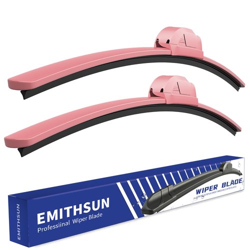 EMITHSUN OEM QUALITY 18" + 18" Premium All-Seasons Durable Stable And Quiet Sakura Pink Windshield Wiper Blades (Set of 2)