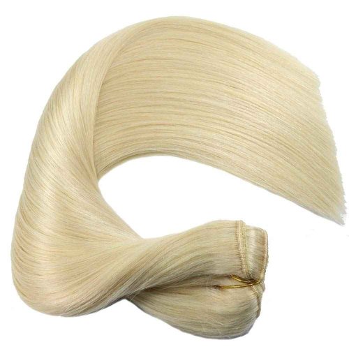 Eufficco Real Human Hair Lace Clip In Hair Extensions Thick Ends 20inch 120g Color Bleach Blonde #60 Remy Hair Extensions