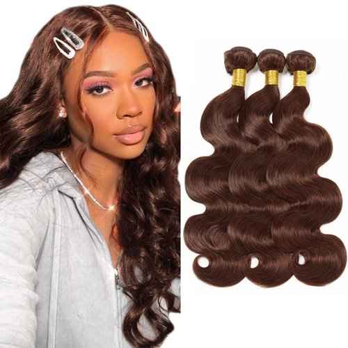 24 26 28 inch Brown Human Hair Bundles #4 Chocolate Brown Body Wave Bundles Double Weft #4 Body Wave Bundle