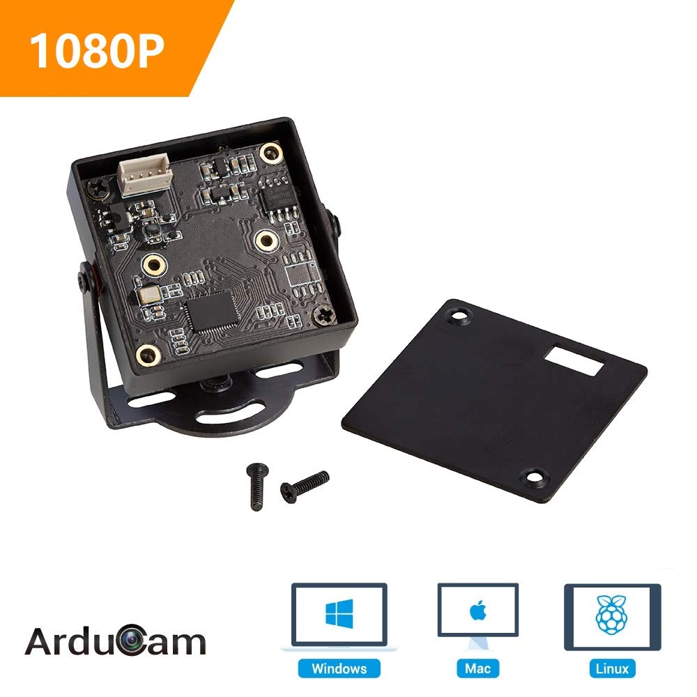 Arducam 1080P Low Light WDR USB Camera Module with Metal Case, 2MP 1/2.8" CMOS IMX291 160 Degree Ultra Wide Angle Mini UVC Webcam Board with Microphone