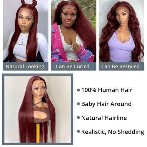 BAIICS 250 Density Ginger wig human hair Straight Lace Front Wigs Human Hair Pre Plucked 13x4 HD Transparent Lace Front Wigs Human Hair for Women Reddish Brown Lace Front Wigs HumanHair 22Inch
