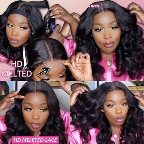 ALSZIQIHR 22 Inch Body Wave Lace Front Wigs Human Hair Pre Plucked with Baby Hair 180 Density Glueless Wigs for Women 13x6 HD Transparent Lace Front Wigs with Natural Hairline